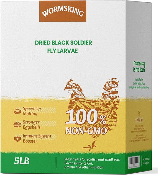 5LB Dried Black Soldier Fly Larvae, More Calcium Than Dried Mealworms, High Protein Chicken Feed,Duck Food, BSFL, Duck Treats