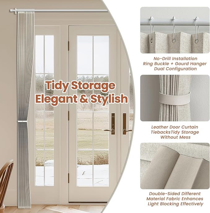 AJAZZ Blackout Accordion Door Curtain 98"x78" Cream White