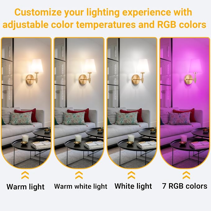 Vimhou Peel and Stick Wall Sconces, Stick On Wall Sconce Set of 2, Battery