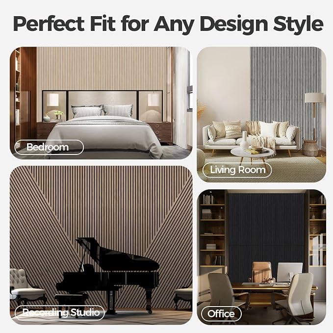 AKUMAX 4 Pack Acoustic Panels, Wood Slat