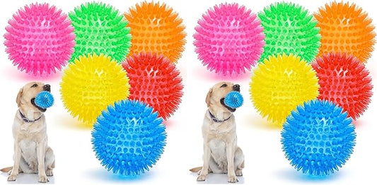 VITEVER 3.5” Squeaky Dog Toy Balls (6 Colors) Puppy Chew Toys for Teething, BPA Free Non-Toxic, Spikey Dog Balls for Medium, Large & Small Dogs, Durable Toys for Aggressive Chewers (Pack of 2)