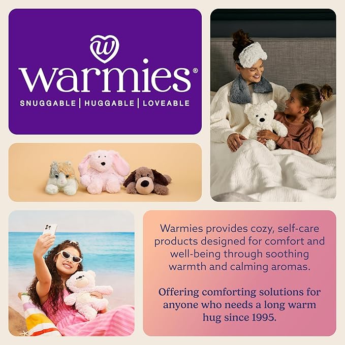 warmies Microwavable Neck & Shoulder Wrap - Heating & Cooling Plush Pad for Calming Relaxation - Weighted & Heated Neck Warmer with Scented Lavender - Microwave Heat Pad for Aches & Pain - Gray