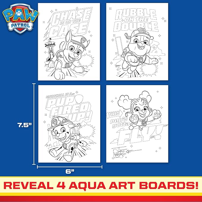 Paw Patrol Aqua Art, Color 4 Reusable Aqua Art Pages with a Water Pen, Reusable No-Mess Toddler Activities, Water Reveal Activity Book, Paw Patrol Toy, Toddler Travel Activities, Kids Travel Toys