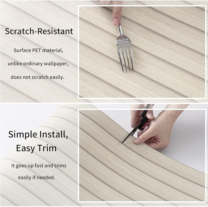 Haimin Wood Grain Slat Wall Panels Peel and Stick Faux Wood Thick Wallpaper