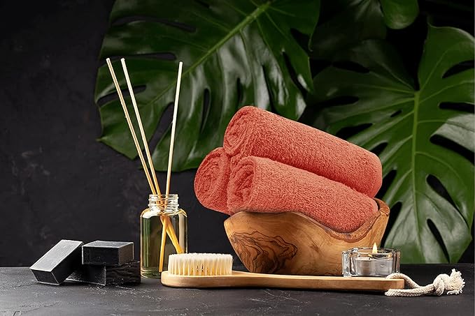 Softolle Salon Towels – Pack of 24 (16"x27") 100% Cotton Ring Spun (Not Bleach Proof) Ultra Soft, Highly Absorbent Hand Towels – Bulk for Spa, Gym & Salon (Coral)