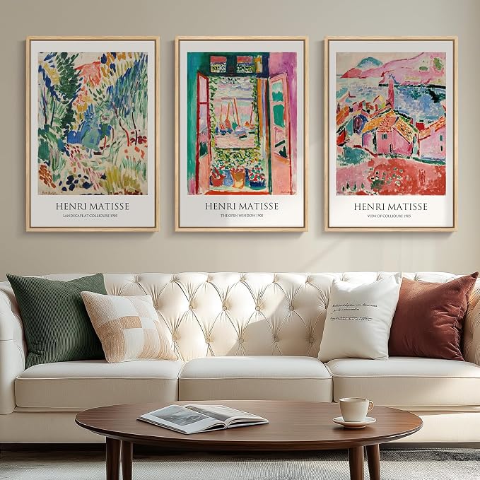 Framed Matisse Wall Art, 3 Piece Large Canvas Abstract Art Prints