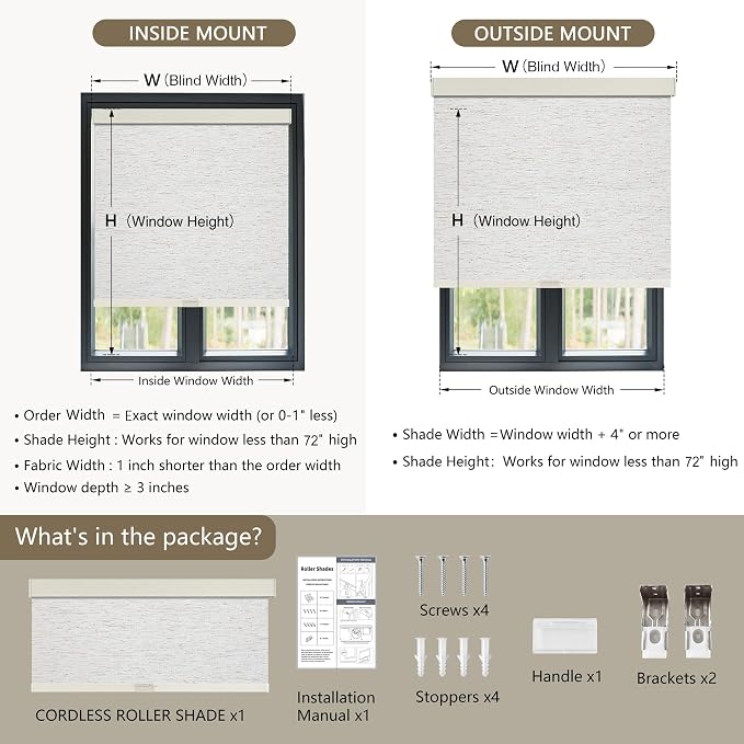 SUNOFF Cordless Blackout Roller Shades Blinds