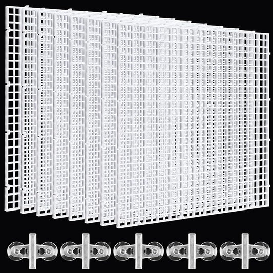 8 Pcs Aquarium Fish Tank Divider, Plastic Egg Crate, Aquarium Filter Bottom Tray, Fish Tank Isolation Board, Fish Tank Separator with 10 Pcs Suction Cups, 11.8 × 11.8 in
