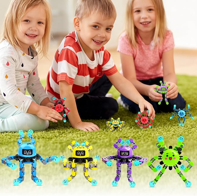 Transformable Fidget Spinner Toys for Kids and Adults,6 Pcs Travel Toys for Boys Girls Sensory Toy ADHD Stress Relief Toy,Party Favors Birthdays Gifts for Teens Road Trip Travel Essentials