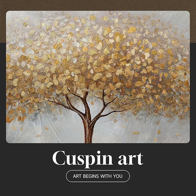 Large Framed Tree of Life Gold Wall Art, Large Canvas Prints Paintings Artwork