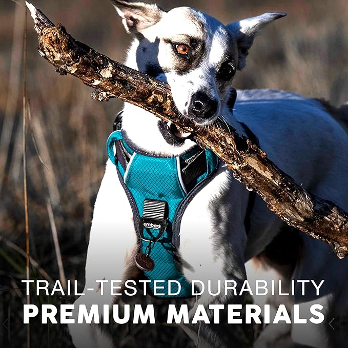 Embark Adventure Dog Harness, No-Pull Reflective Trim Dog Harness for Small, Medium & Large Dogs - Military Grade Nylon, 2 Leash Clips & Gel Lined Handle. Soft & Padded Puppy Dog Vest for Any Breed