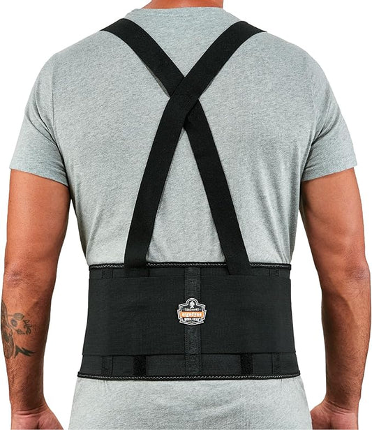 Ergodyne ProFlex 1650 Back Support Belt, 7.5" Elastic, Adjustable, Removeable Straps, Black, Medium