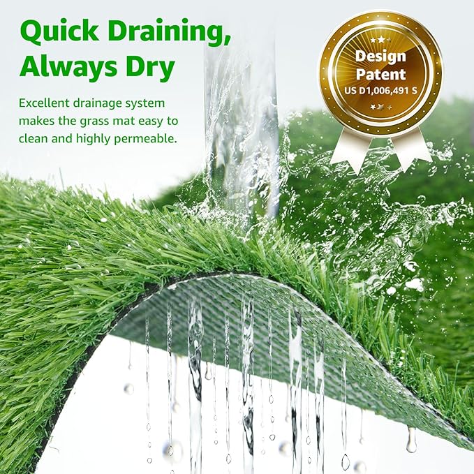 Dog Grass Large Patch Potty Tray, Dog Litter Box, Artificial Grass Mat Bathroom Turf for Pet Training, Washable Puppy Pee Pad, Perfect Indoor/Outdoor Portable Potty Pet Loo (Tray 41''x26'')