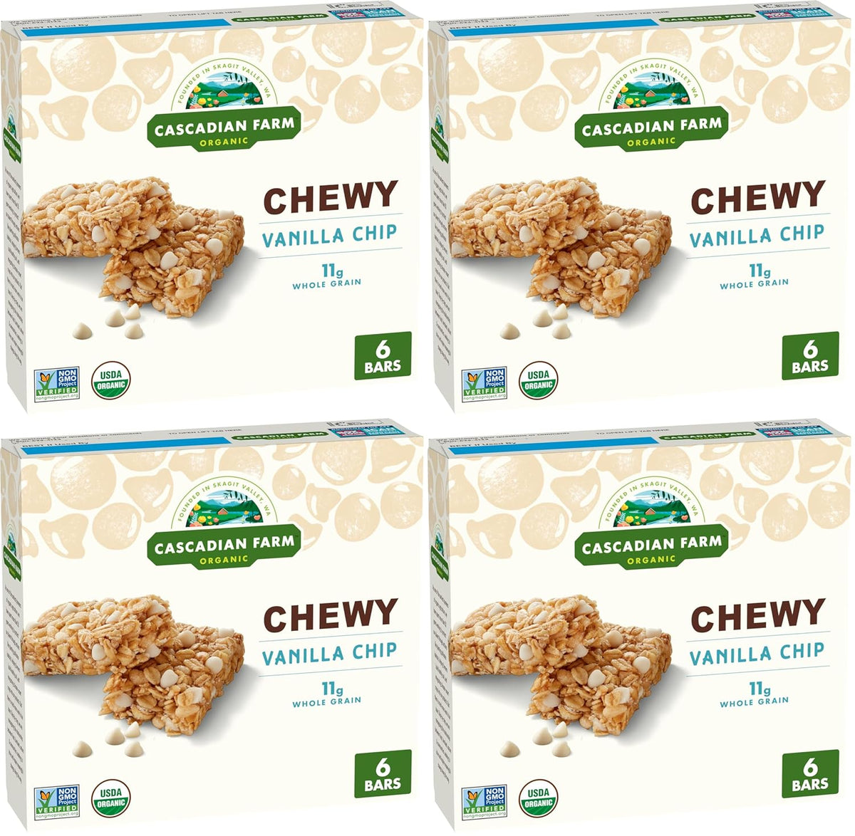 Cascadian Farm, Bar Granola Vanilla Chip Organic 6 Count, 7.4 Ounce
