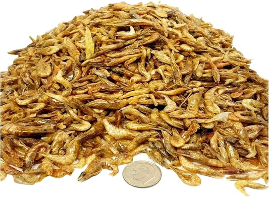 Aquatic Foods Inc. Red Shrimp-Freeze Dried 3/8" to 1/2" Red River Shrimp for All Tropicals, Turtles, Koi & Pond Fish, Rodents…8oz Med Jar