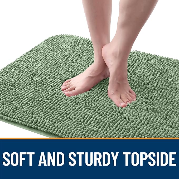 OLANLY Dog Door Mat for Muddy Paws 59x20, Absorbs Moisture and Dirt, Absorbent Non-Slip Washable Doormat, Quick Dry Chenille Mud Mat, Entry Indoor Entryway Carpet for Inside Floor, Olive Green