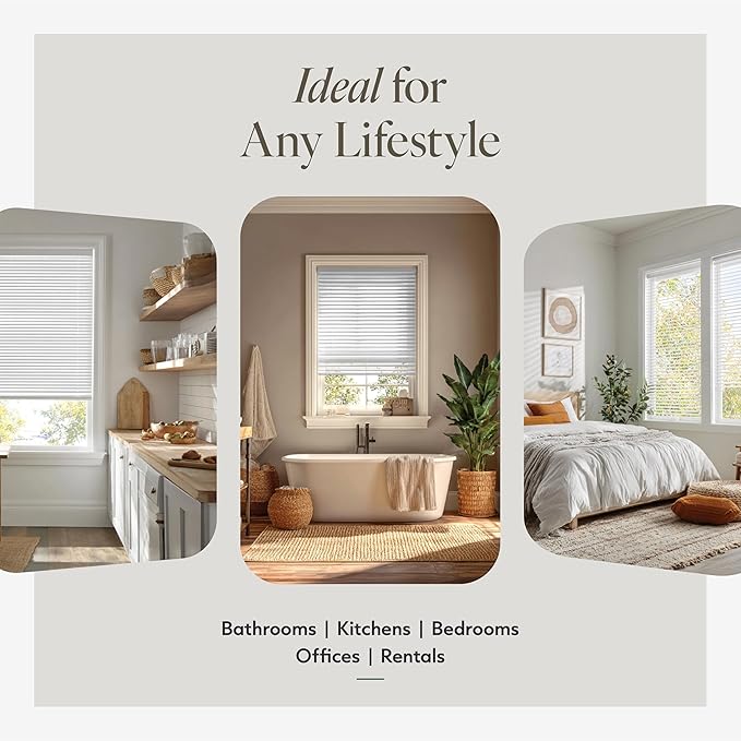 CHICOLOGY Cordless Mini Blinds for Indoor Windows, 82.5" W x 72" H, Light