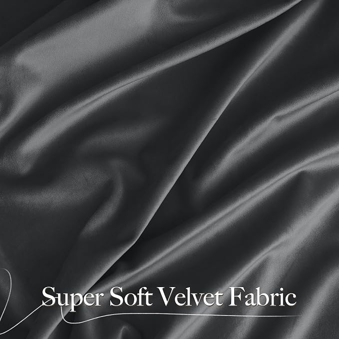 NICETOWN Grey Velvet Curtains 144 inches Long