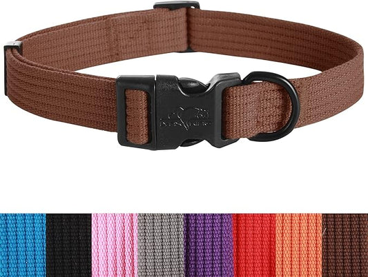 lynxking Dog Collar Soft Padded Breathable Cotton Solid Color Strong Adjustable Pet Collar for Little Puppy