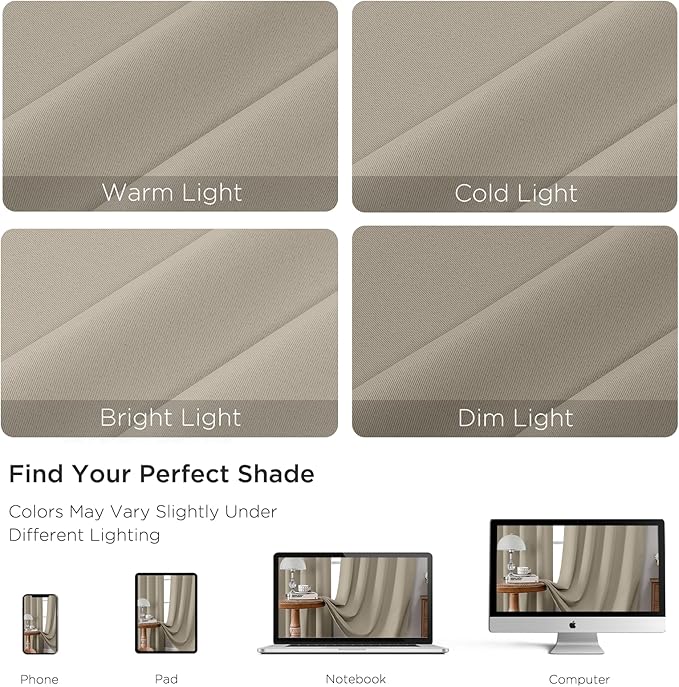 CUCRAF Light Beige Blackout Curtains 90 inch Length 2 Panels Set, Rod Pocket Room Darkening Drapes for Bedroom Living Room, Insulated Thermal Light Blocking Window Curtain (W52 x L90 Inch)