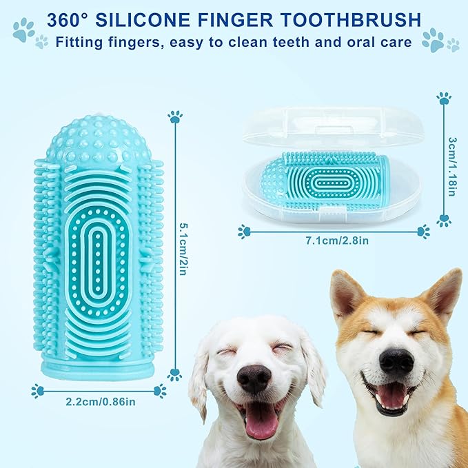 Dog Toothbrush Dog Tooth Brushing Kit Dog Finger Toothbrush for Dog Teeth Cleaning&Dog Dental Care (8-Pack, Blue Green Pink Purple)