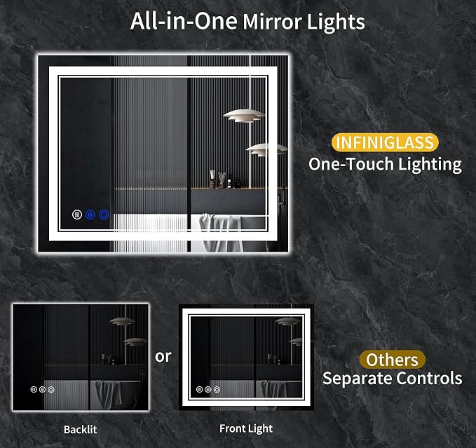 48"x32" LED Bathroom Mirror
