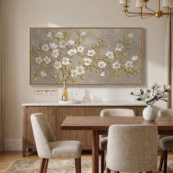 Large Framed Neutral Botanical Wall Art
