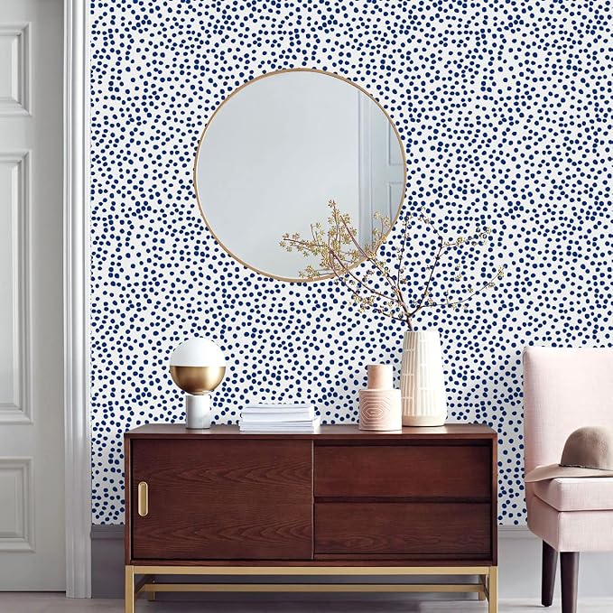 Jeweluck Blue Polka Dot Peel and Stick Wallpaper Blue and White Contact Paper