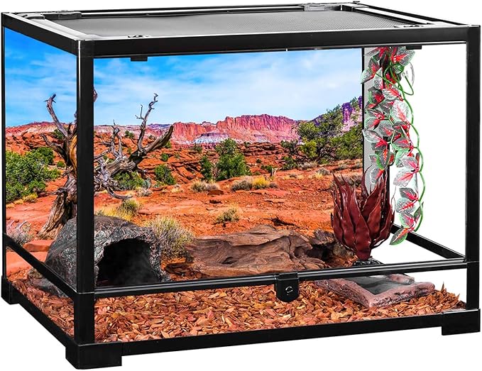 AWERT 36x24 inches Reptile Habitat Background Blue Sky Oasis Orange Desert Terrarium Background