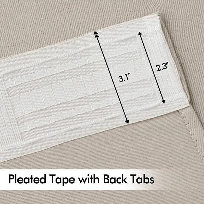 MIULEE Natural Back Tab Blackout Curtains 84 Inch Length 2 Panels Set