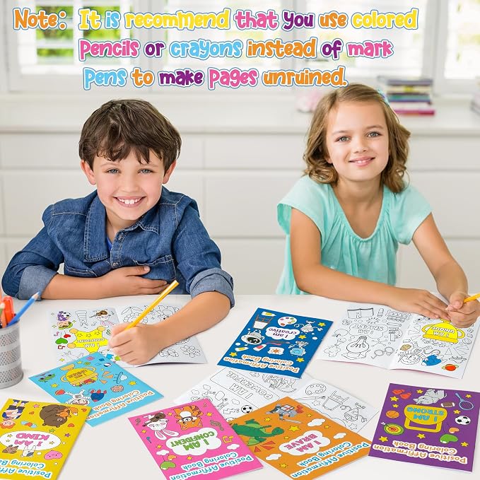 Dvbonike 96Pcs Positive Affirmation Coloring Books Motivational DIY Pages | Color-in Drawing Booklet, Promote Confidence Activity, Stress Relieving, Party Favor, School Supplies, Classroom Reward, Gift