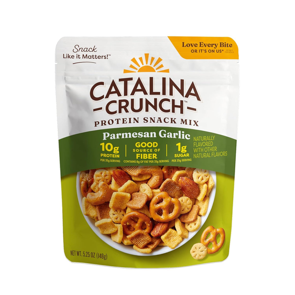Catalina Crunch Protein Snack Mix - 10g Protein, 1g Sugar per Serving - Good Source of Fiber, Gluten Free - Parmesan Garlic, 5.25 Ounce Bag (Pack of 1) - Packaging May Vary