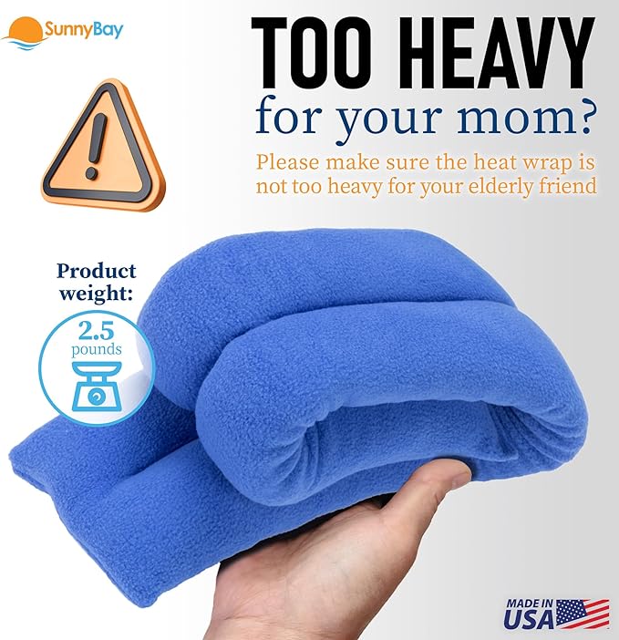 SunnyBay Microwave Heating Pad for Neck and Shoulders, Versatile Bean Bag Moist Heating Pad, Microwavable Neck Wrap and Cool Pack for Deep Pain Relief, Weighted Hot or Cold Therapy (Sky Blue)