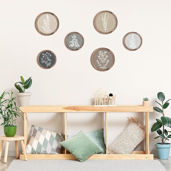 Threehoney 6 Pcs Framed Botanical Wall Art Set Floral Wall Art Vintage Boho