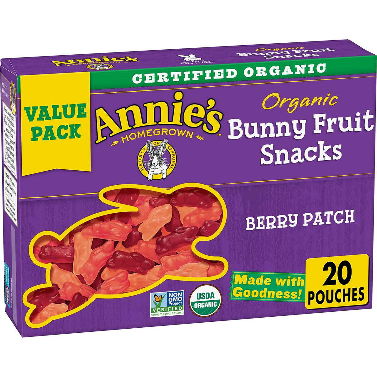 Annie's Organic Bunny Fruit Snacks, Variety Pack, Gluten Free Snack, 22 ct, 15.4 oz