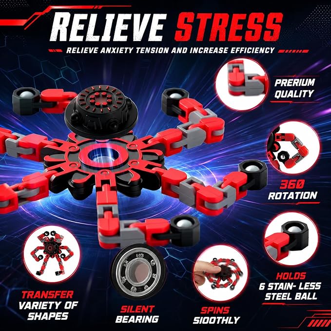 36PCS Transformable Fidget Spinners, Bulk Sensory Robot Fidget Stress Relief Toys for Boys, Fingertip Gyros Sensory Toys for Autism