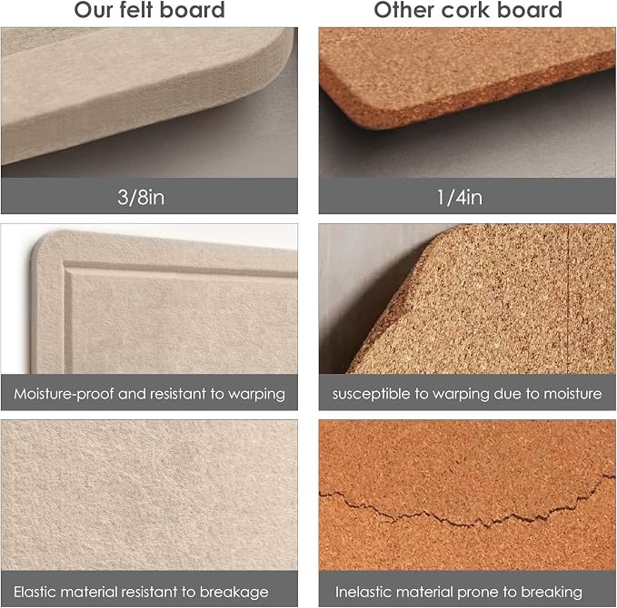 Lightomorrow Bulletin Board, 24 x 18 inches Decorative Felt Pin Board, Cork