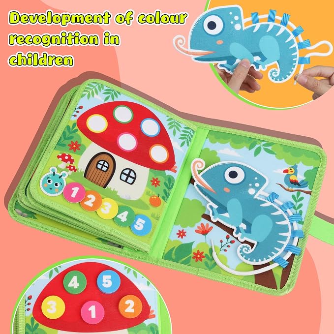 Farm Montessori Busy Book for Toddlers 1-3 - Soft Fabric Sensory Busy Board Quiet Activity Books for 1 2 3 Year Old Toddler Boy Girl Gifts - Airplane Car Travel Essentials Educational Learning Toys