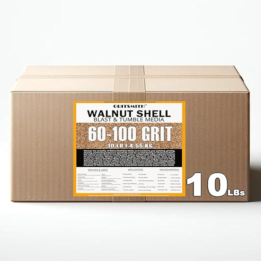 60-100 Grit Ground Walnut Shell Media (10 LBS / 4.55 KG) - Ultra Fine Grit for Tumbling, Blasting, Vibratory, Polishing, Deburring, Exfoliant