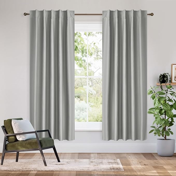 RYB HOME Bedroom Blackout Curtains 63 inches Long, 100% Blackout Thermal