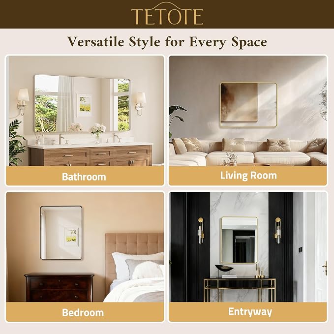 TETOTE 60 x 40 Inch Brushed Nickel Mirror