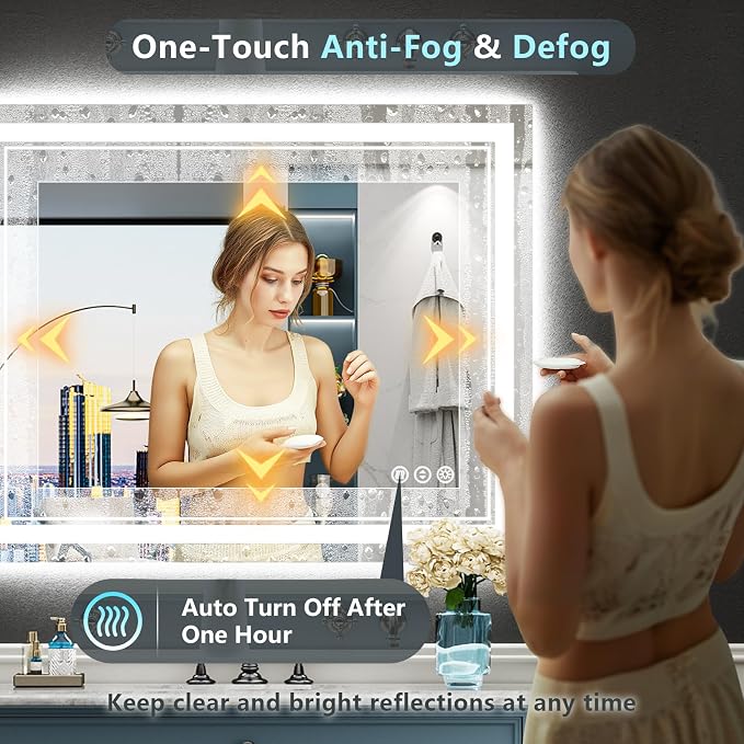 40x36 LED Bathroom Mirror with Lights, Backlit and Front Lit Anti-Fog Lighted