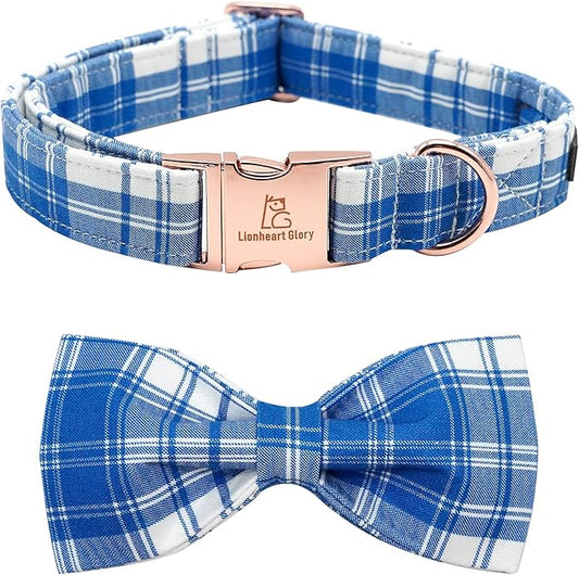 Lionheart glory Dog Collar, Boy Dog Collar Bowtie Blue Adjustable Dog Bowtie Collar Bows Dog Collar for X-Small Puppy