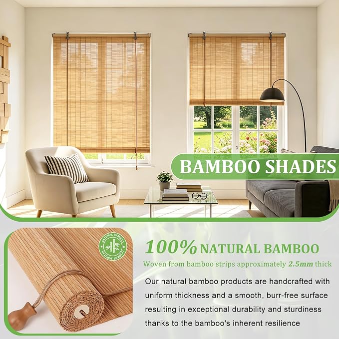 Bamboo Blinds 72x72 inch Bamboo Roman Shades
