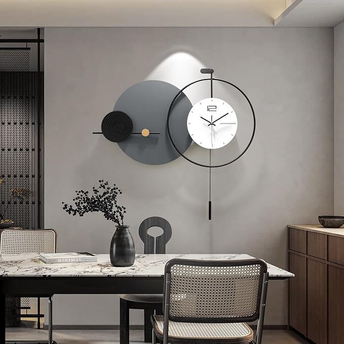 Large Modern Wall Clock for Living Room, Decorative Silent Battery Operated