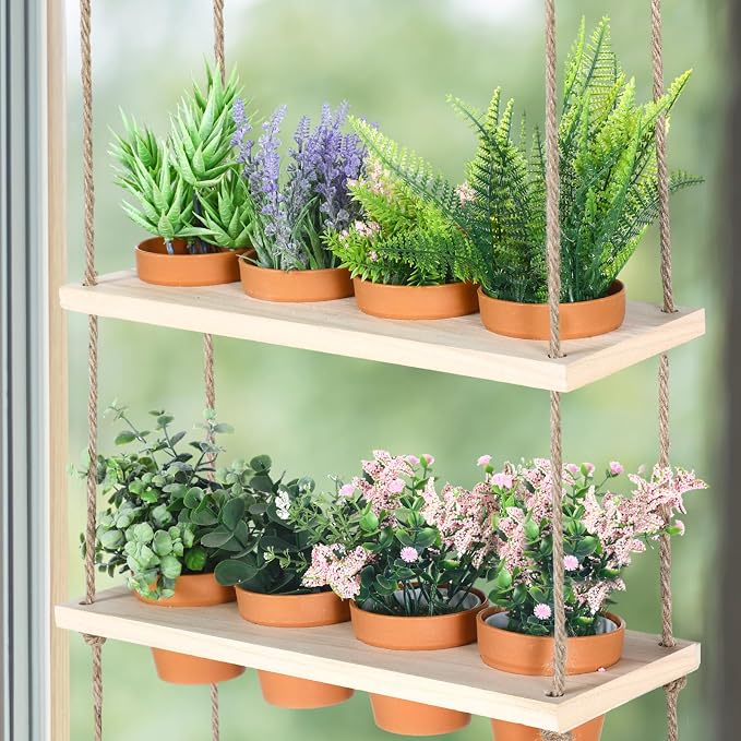 FillTouch 4 Tiered Window Plant Shelves Hanging Herb Planter Indoor Display