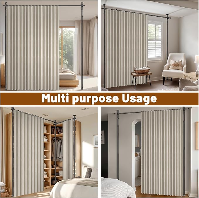 100% Blackout Room Divider Curtains Sets Cream White W100 x L84 in, 2 Panels