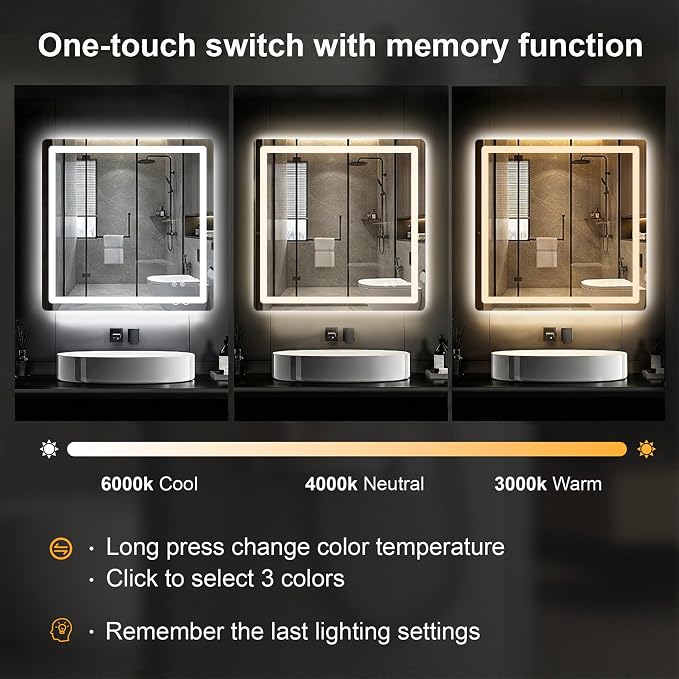 AMOISE LED Bathroom Vanity Mirror