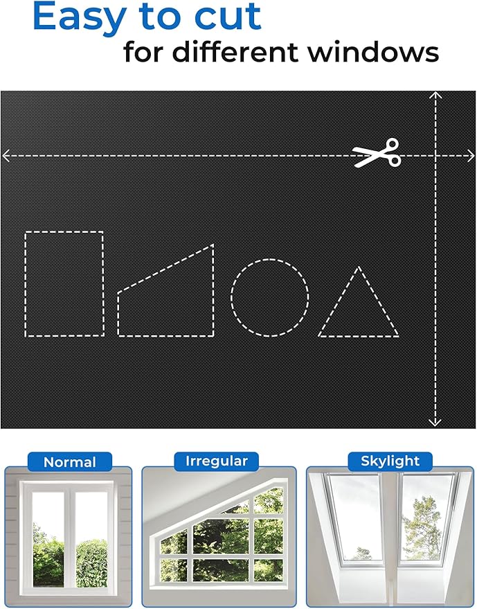 Sumobaby Blackout Curtains for Bedroom Portable 35"x48",No Drill Blackout Shades with Upgraded Hook&Loop Tapes,100% Black Out Window Cover,Thermal Insulated Blinds for Bedroom,Nursery(1 Panel,Black)