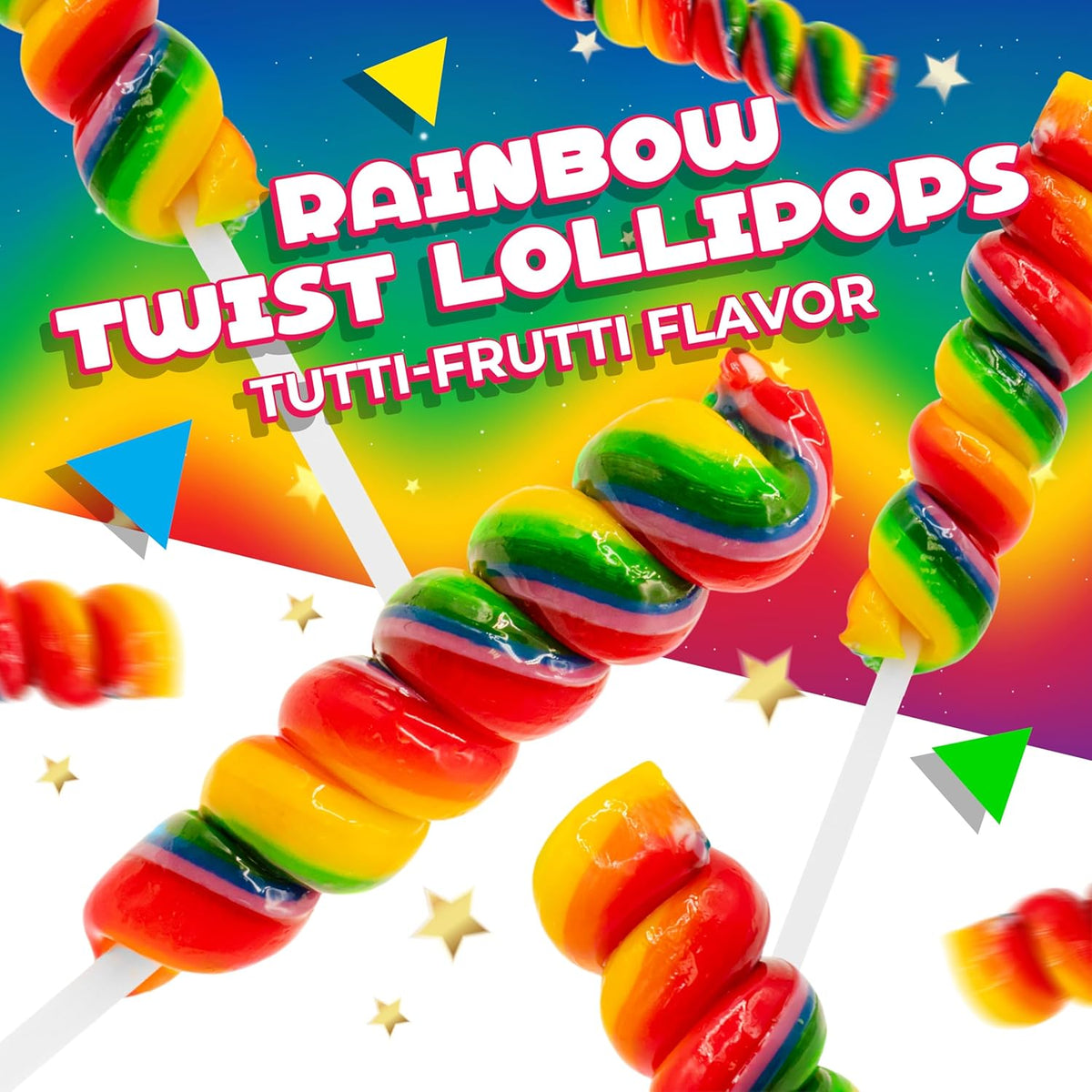 Rainbow Swirl Lollipops | 30 Count Jar | Rainbow Lollipops Individually Wrapped | Twisty Suckers Party Favors | Tutti-Frutti Party Candy for Buffets and Gifting